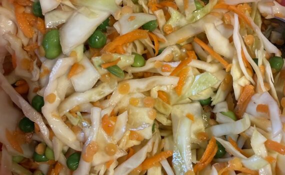 Färgrik och proteinrik sallad med röda linser