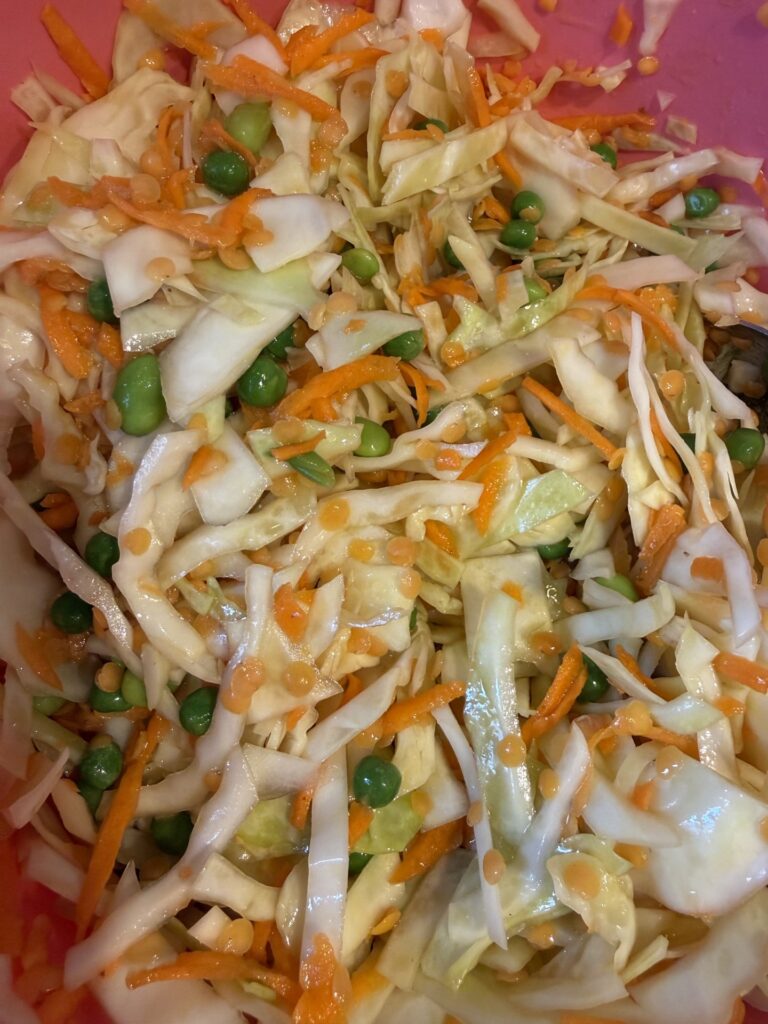 Färgrik och proteinrik sallad med röda linser